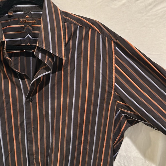 7 Diamonds Men’s Striped/Black/Orange/Blue Button Up Shirt, Size XL - Picture 3 of 4